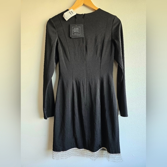 Ieena- Mac Duggal, Asymmetrical Beaded Fringe Hem Mini Dress,Black, Size 4, $348 - Picture 6 of 13